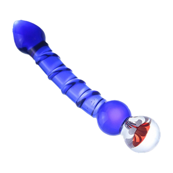 Dildo en Verre Bleu Texturisé -  Royal