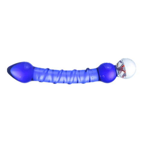 Dildo en Verre Bleu Texturisé -  Royal