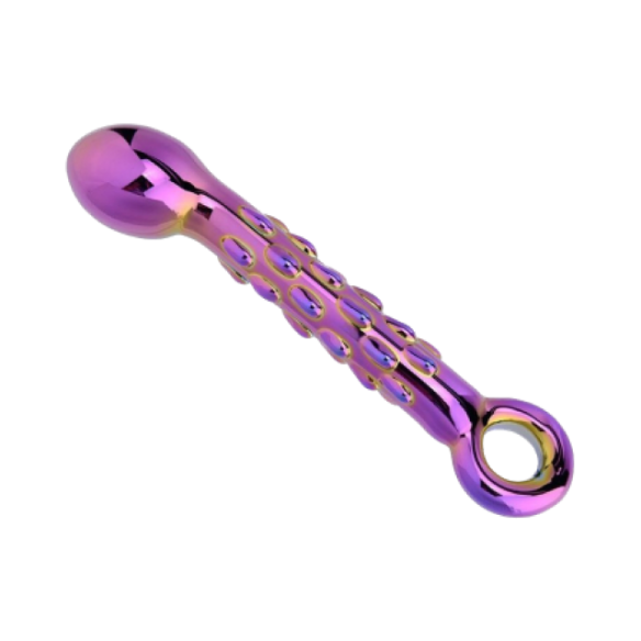 Dildo en Verre Texturé et Coloré - Drops