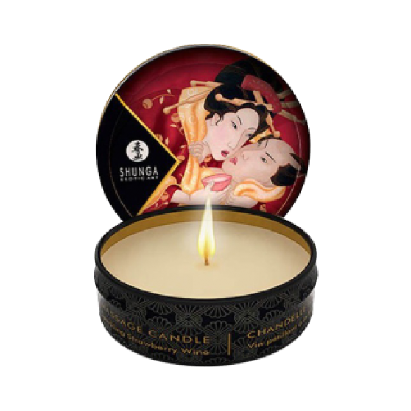 Bougie de massage Shunga - Vin Pétillant Fraise