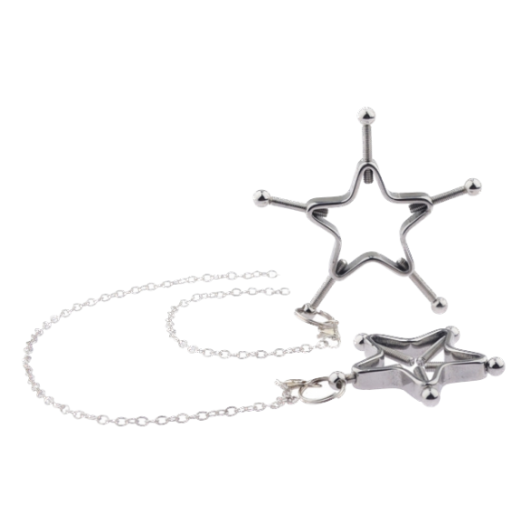 Pinces à tétons et chaîne en métal - Motif Étoiles