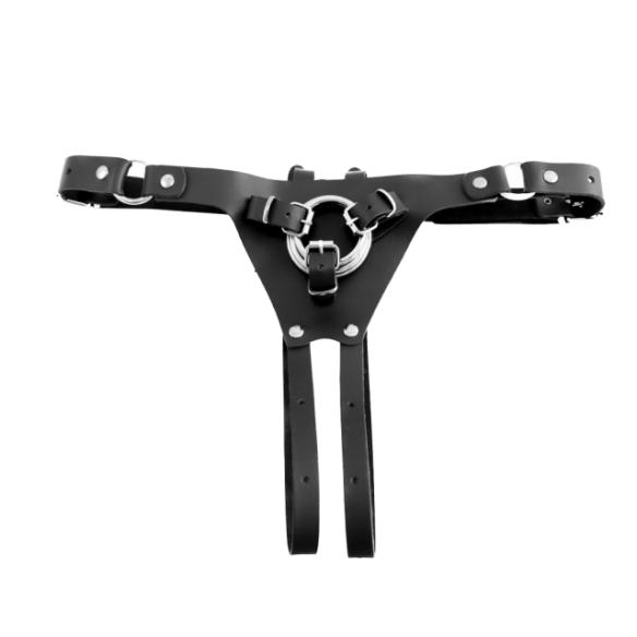 Harnais ajustable pour gode-ceinture en cuir - Strap On Cox