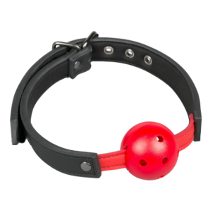 Bâillon Réglable en Simili Cuir et PVC- EasyToys - Rouge