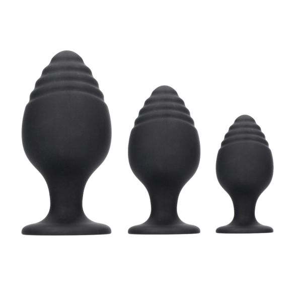 Coffret de 3 Plugs Anaux en Silicone - Rippled