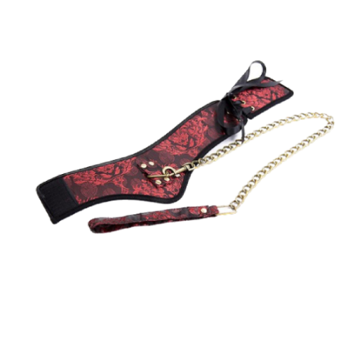 Collier et Laisse en dentelle rouge - Scandal