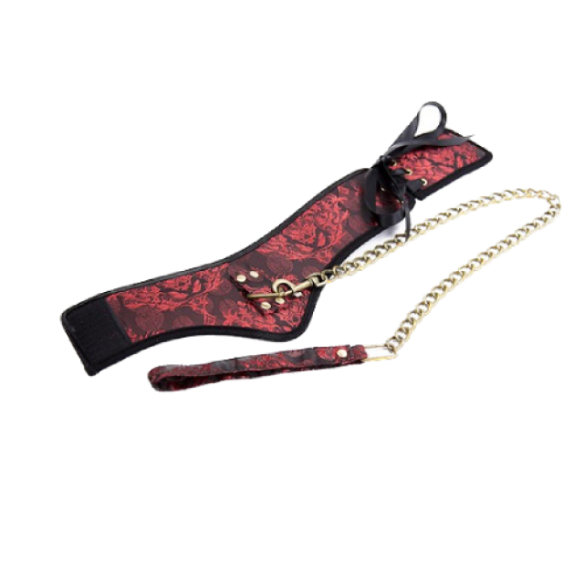 Collier et Laisse en dentelle rouge - Scandal