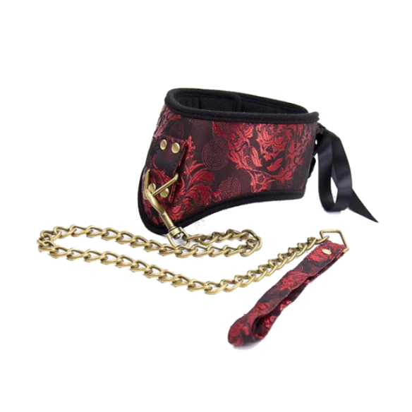Collier et Laisse en dentelle rouge - Scandal