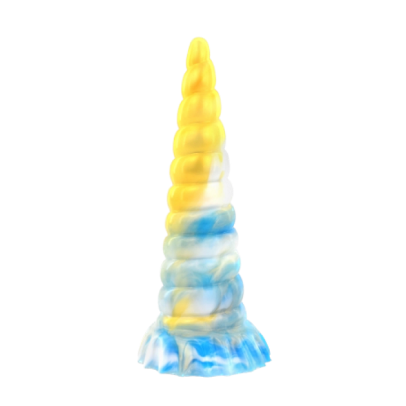 Gode ventouse en silicone texturée - Korn - Doré-Bleu