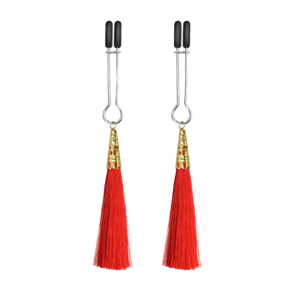Pinces à tétons à pompons - Glamour - Rouge
