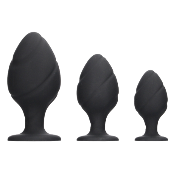 Coffret de 3 Plugs Anaux à Ventouse en Silicone - Swirled