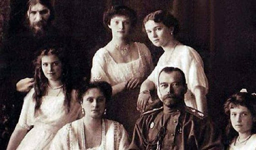 Portrait Raspoutine et famille royale